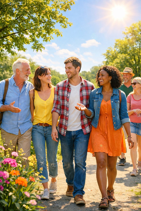 Menschen beim "Spaziera ond Schwätza"